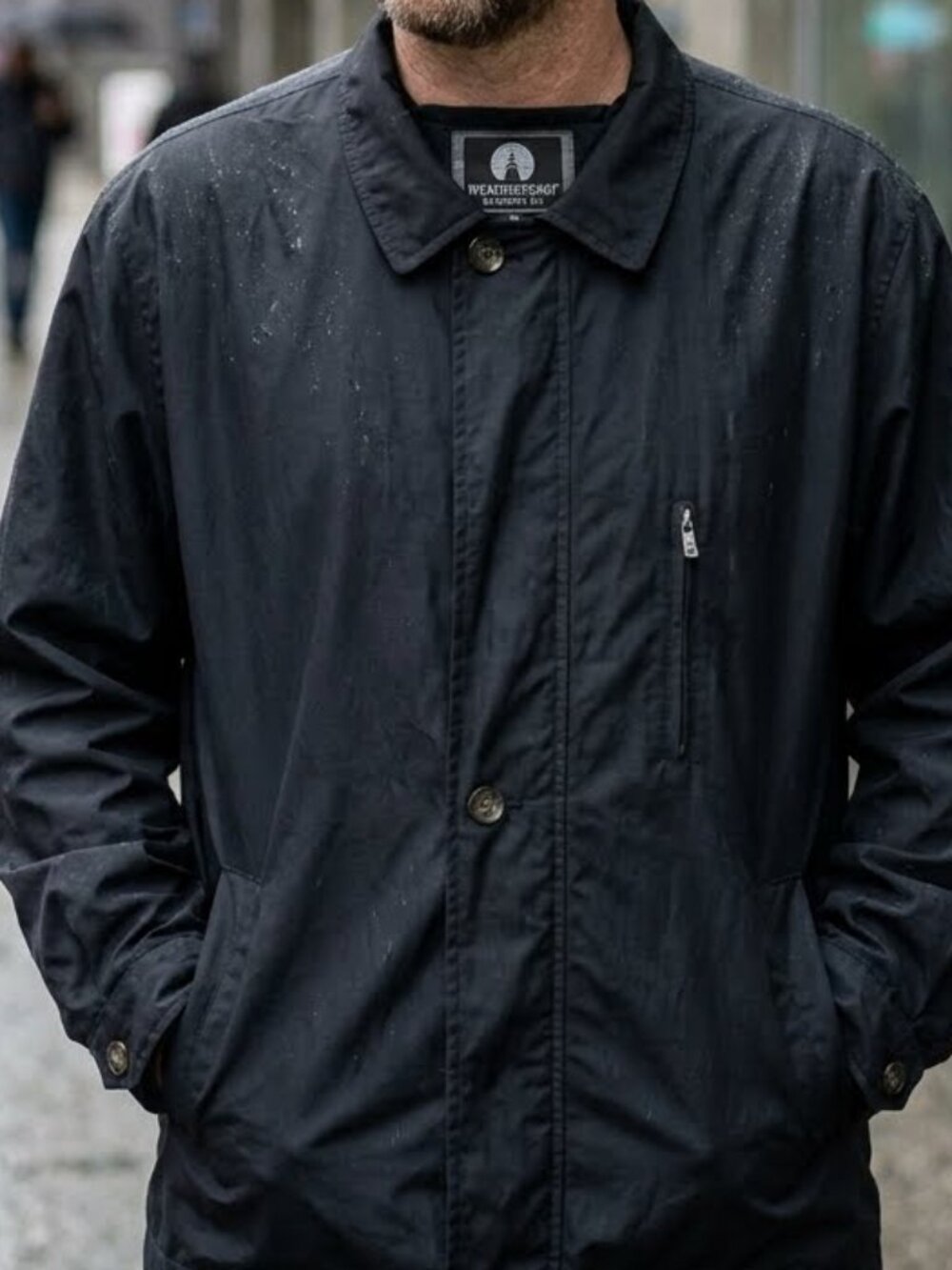 Vintage Weatherproof Men's Navy Blue Jacket Size L Casual Windbreaker
